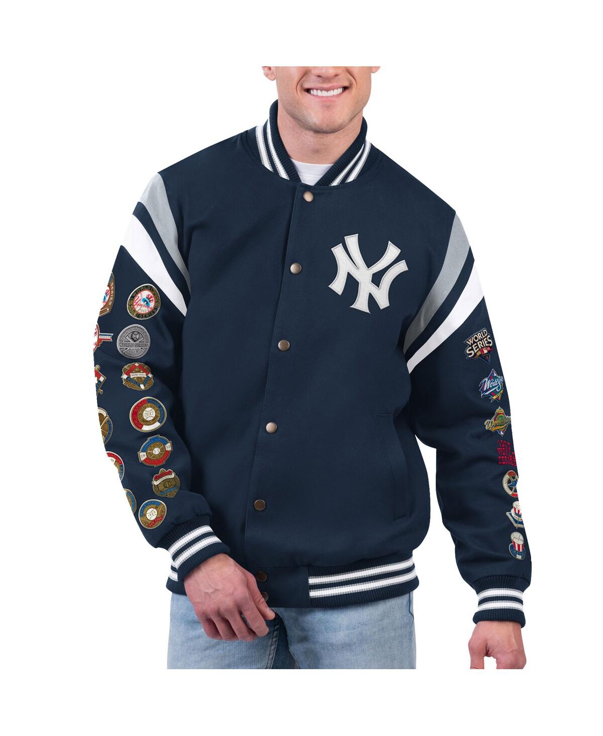 Shop G-iii Sports By Carl Banks Men's  Navy New York Yankees Quick Full-snap Varsity Jacket