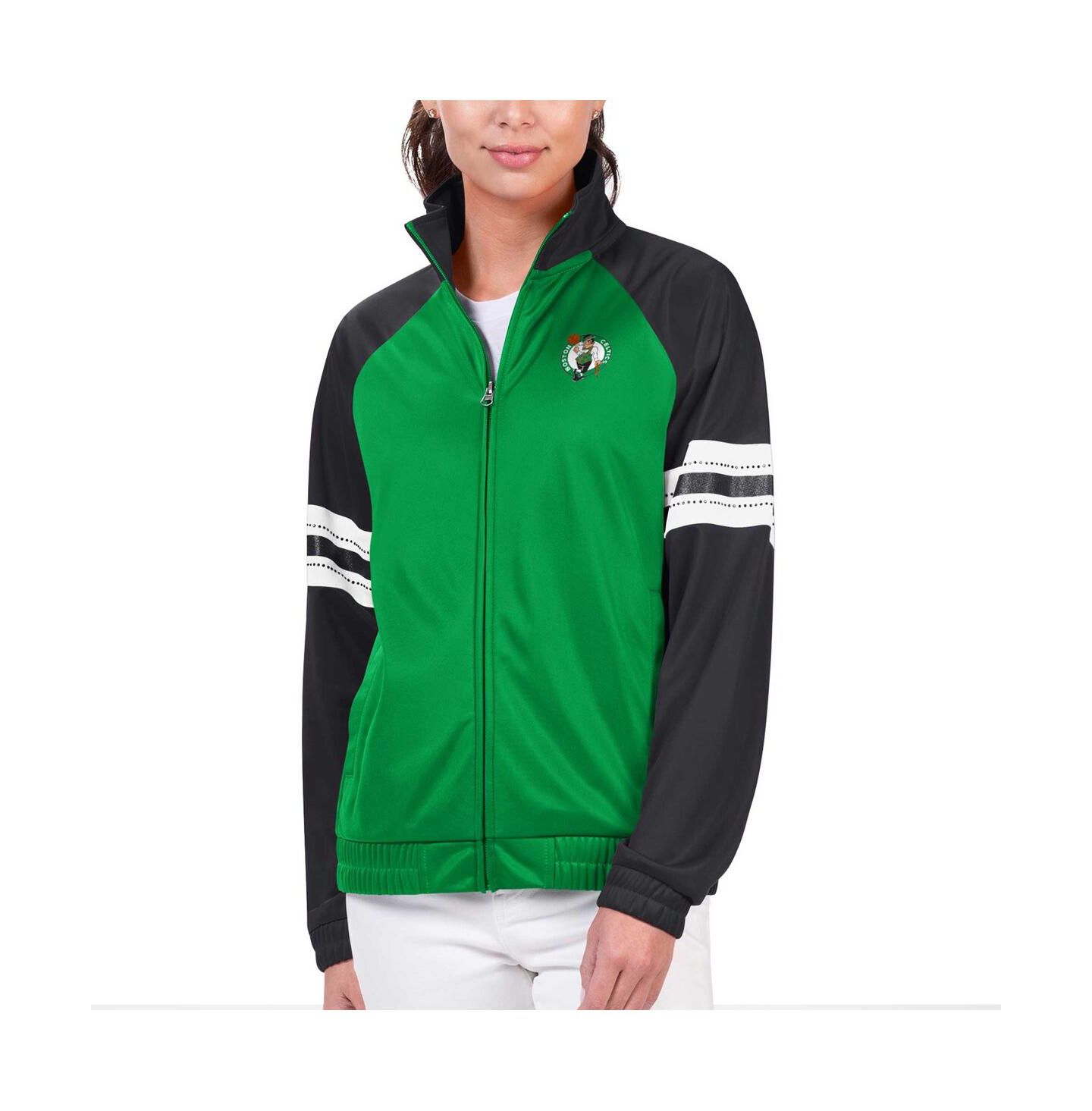 Женская куртка G-III 4Her by Carl Banks Kelly Green Boston Celtics Main Player Raglan Rhinestone Full-Zip Track Jacket — фото 1