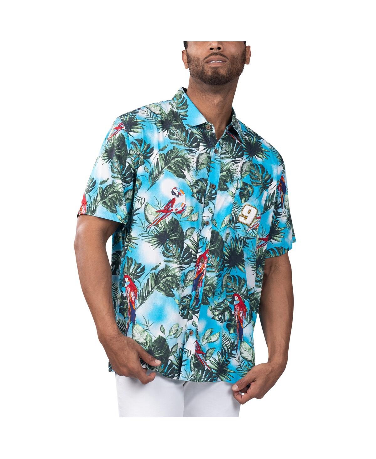 Shop Margaritaville Men's  Light Blue Chase Elliott Jungle Parrot Party Button-up Shirt