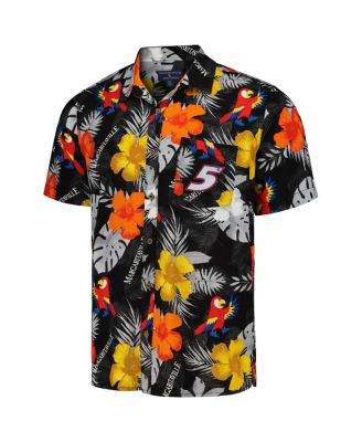 Men's Black Kyle Larson Island Life Floral Party Full-Button Shirt