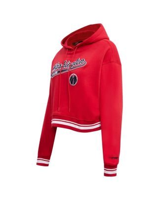 Women's Red Washington Wizards Script Tail Cropped Pullover Hoodie