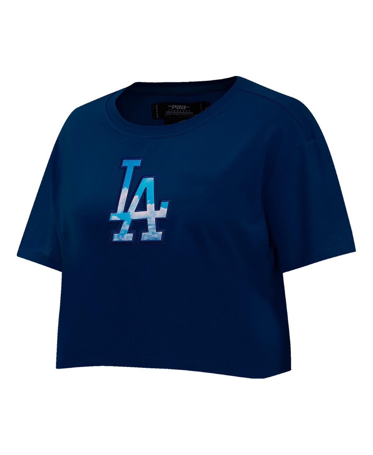 Shop Pro Standard Women's  Navy Los Angeles Dodgers Painted Sky Boxy Cropped T-shirt