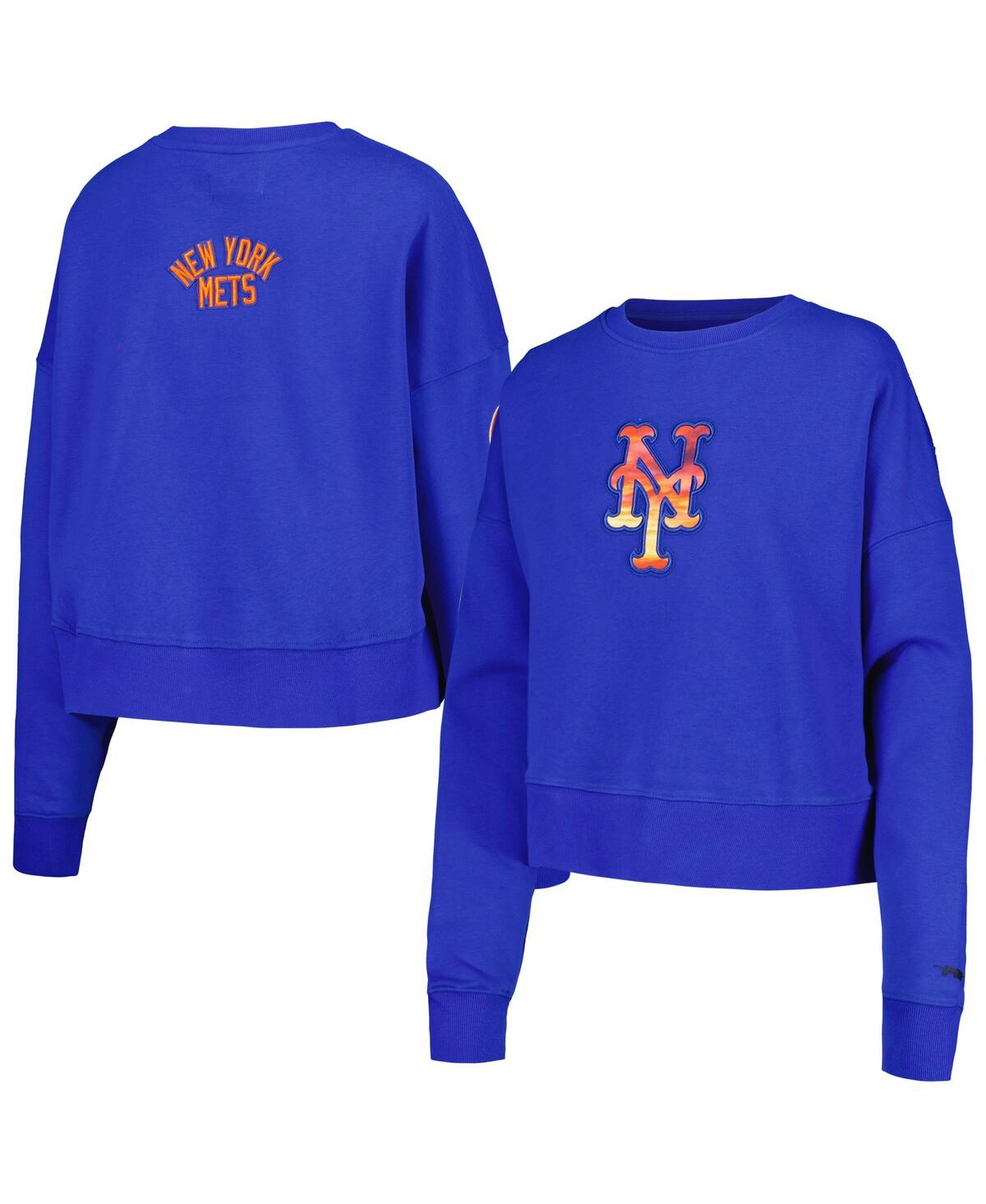Shop Pro Standard Women's  Royal New York Mets Painted Sky Pullover Sweatshirt
