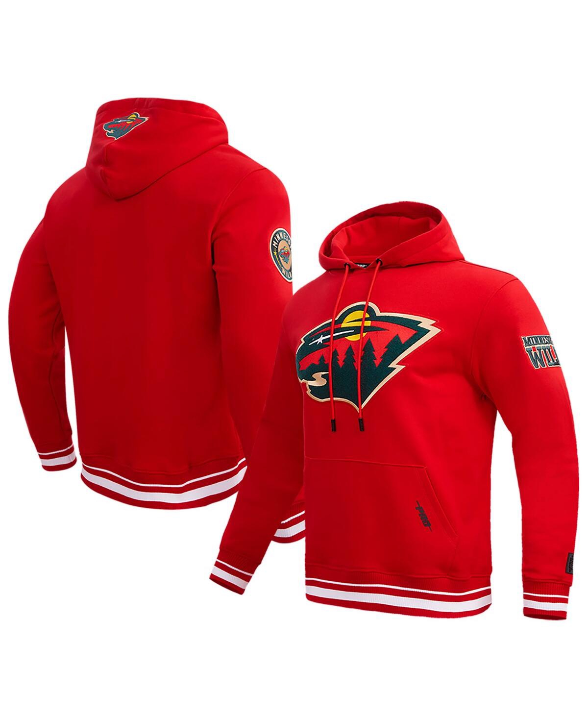 Shop Pro Standard Men's  Red Minnesota Wild Retro Classic Fleece Pullover Hoodie