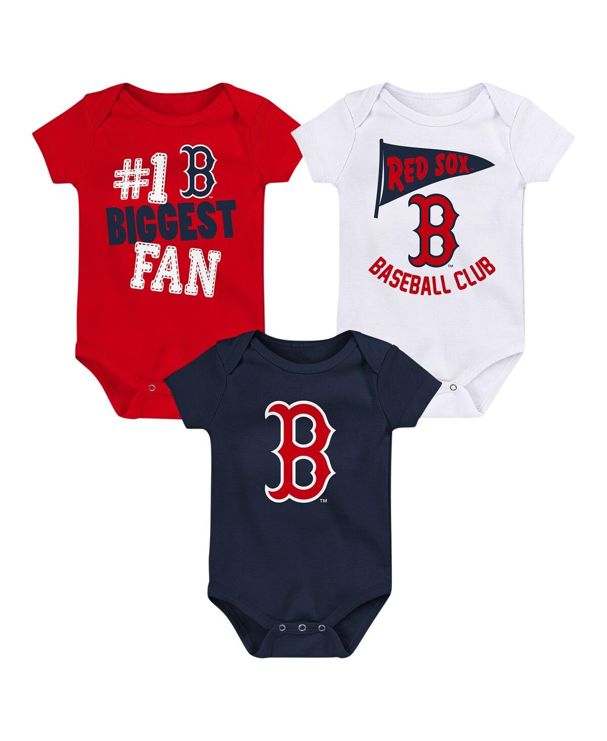 Outerstuff Baby Boys And Girls  Boston Red Sox Fan Pennant 3-pack Bodysuit Set In Navy