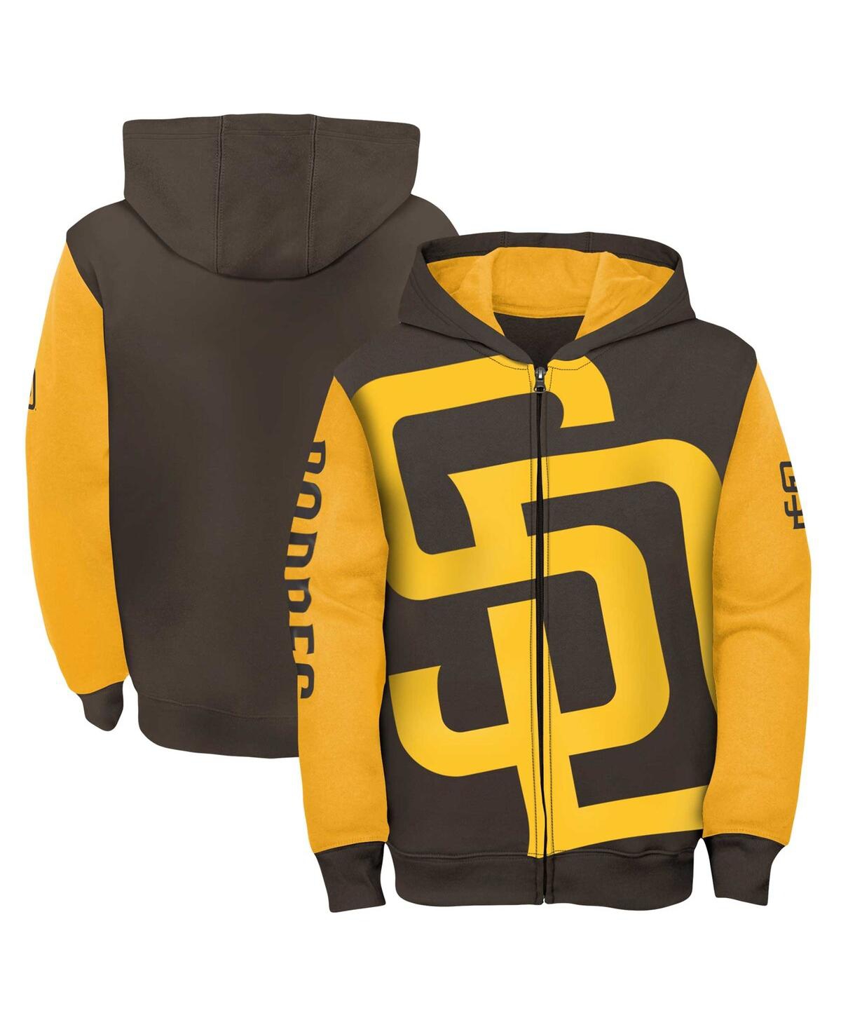 Shop Outerstuff Big Boys  Brown, Gold San Diego Padres Postcard Full-zip Hoodie Jacket In Brown,gold