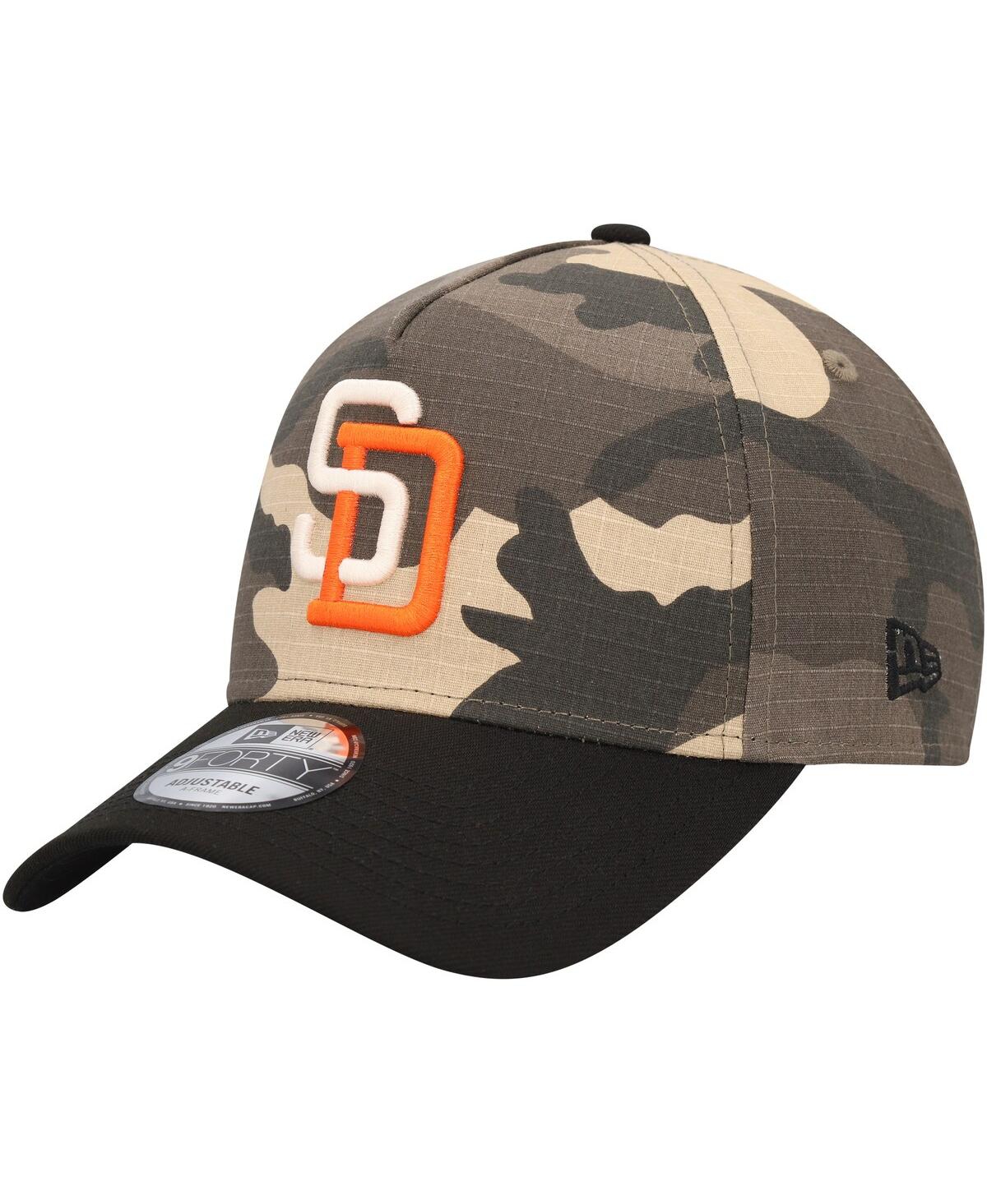 Shop New Era Men's  San Diego Padres Camo Crown A-frame 9forty Adjustable Hat