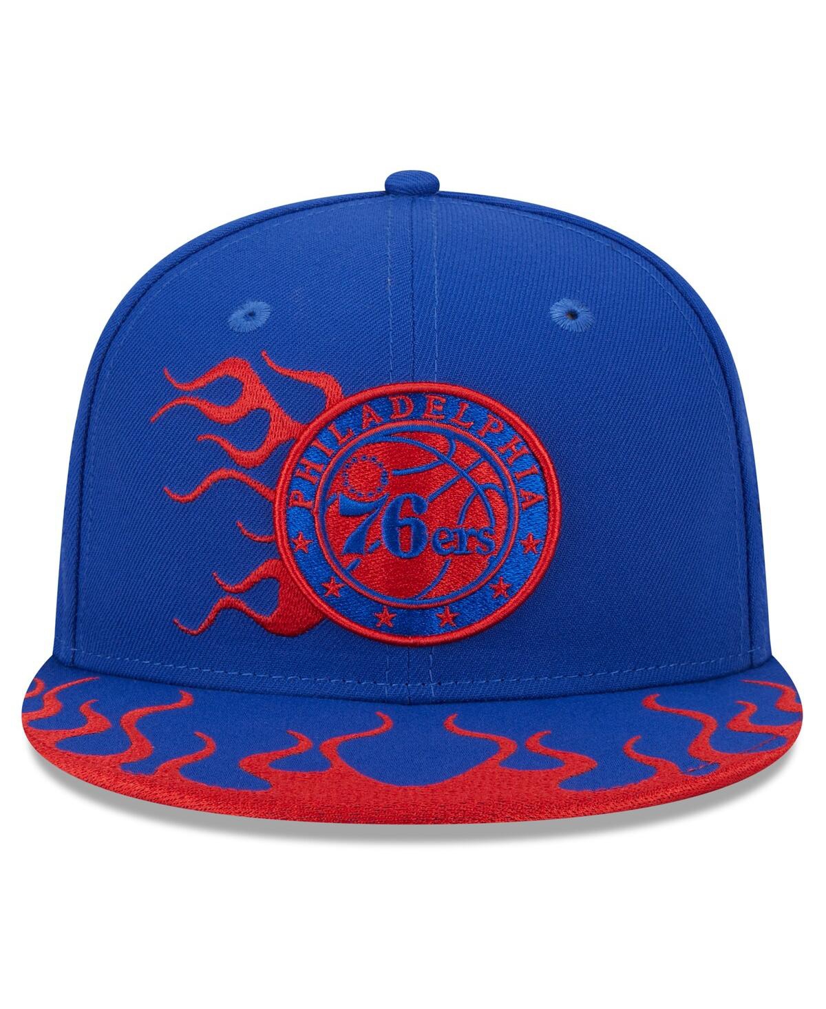 NEW ERA MEN'S NEW ERA ROYAL PHILADELPHIA 76ERS 2024 NBA ALL-STAR GAME RALLY DRIVE FLAMES 9FIFTY SNAPBACK HAT