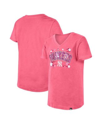 New Era Big Girls Pink New York Yankees Sequin V-Neck T