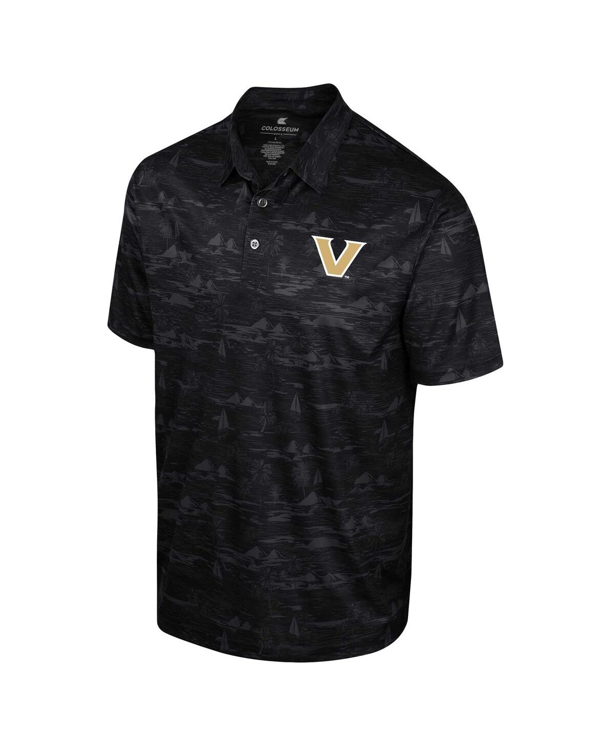 Shop Colosseum Men's  Black Vanderbilt Commodores Daly Print Polo Shirt