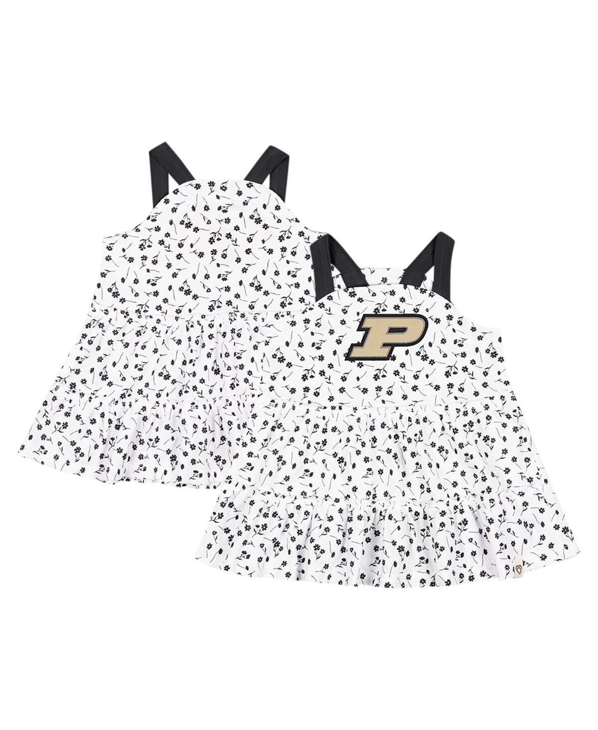 Colosseum Baby Girls  White Purdue Boilermakers Robin Floral Dress