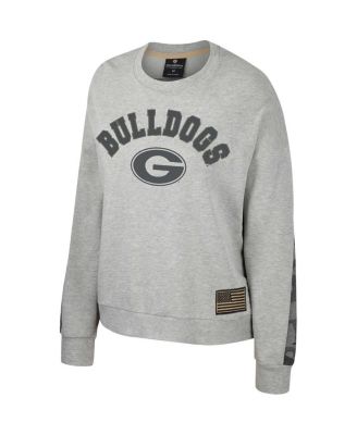 Women's Heather Gray Georgia Bulldogs OHT Military-Inspired Appreciation Flag Rank Dolman Pullover Sweatshirt