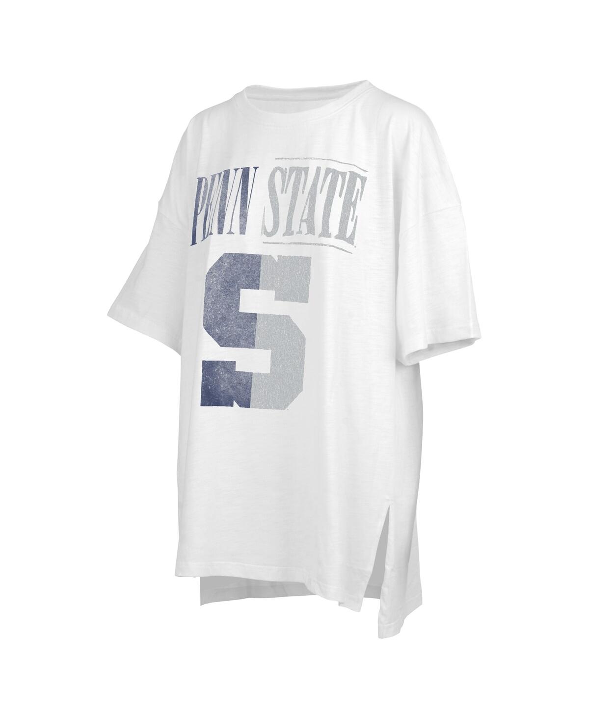 Shop Pressbox Women's  White Distressed Penn State Nittany Lions Lickety-split Oversized T-shirt
