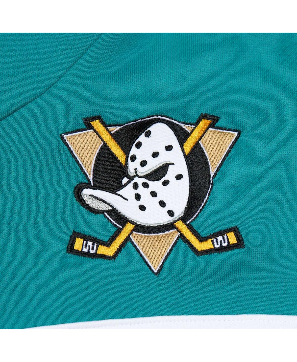 Mitchell & Ness Men's  Black, Teal Anaheim Ducks Head Coach Pullover Hoodie In Black,teal