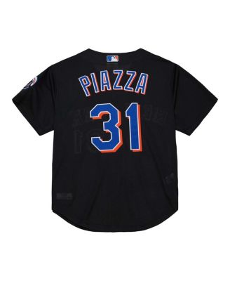 Men's Mike Piazza Black Distressed New York Mets Cooperstown Collection 2000 Batting Practice Jersey