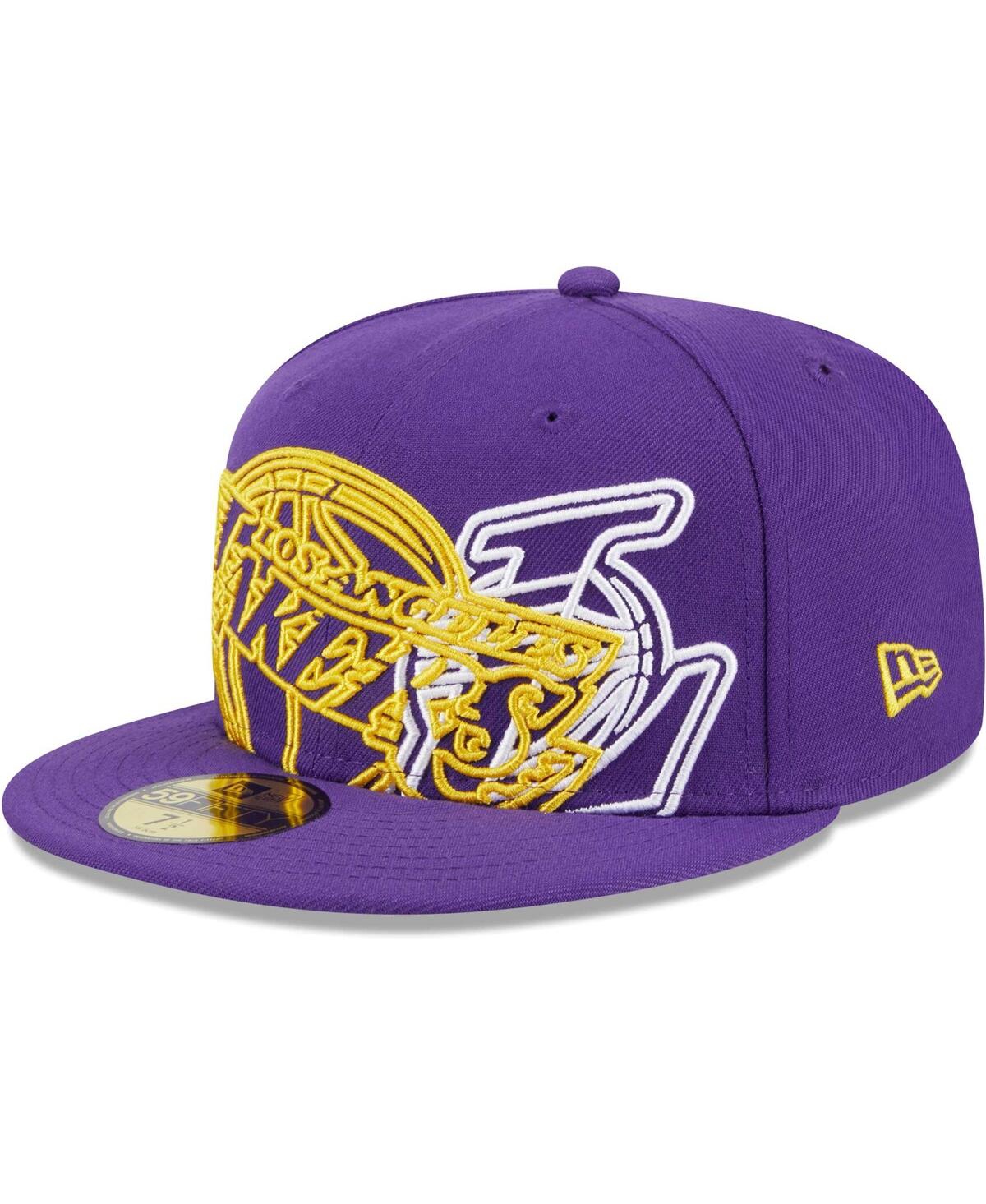 Shop New Era Men's  Purple Los Angeles Lakers Game Day Hollow Logo Mashup 59fifty Fitted Hat
