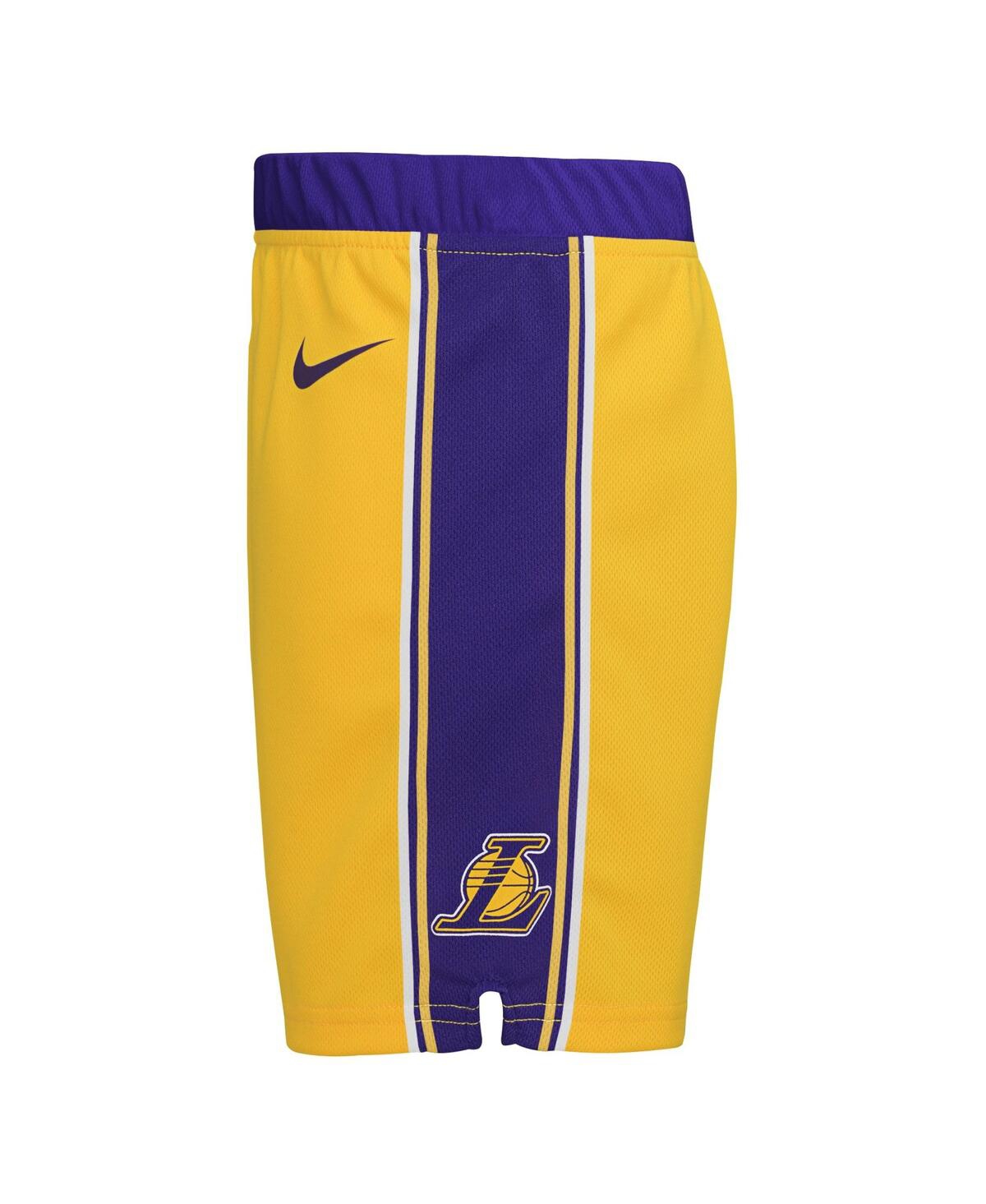 Shop Nike Little Boys And Girls  Gold Los Angeles Lakers Icon Replica Shorts