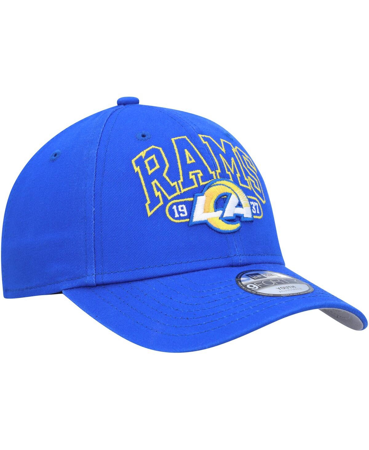 Youth Boys and Girls New EraLos Angeles Rams Outline 9FORTY Adjustable Hat - Royal
