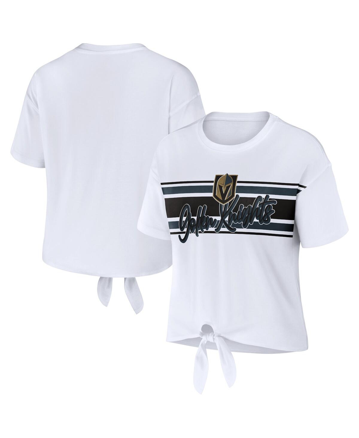 Shop Wear By Erin Andrews Women's  White Vegas Golden Knights Front Knot T-shirt