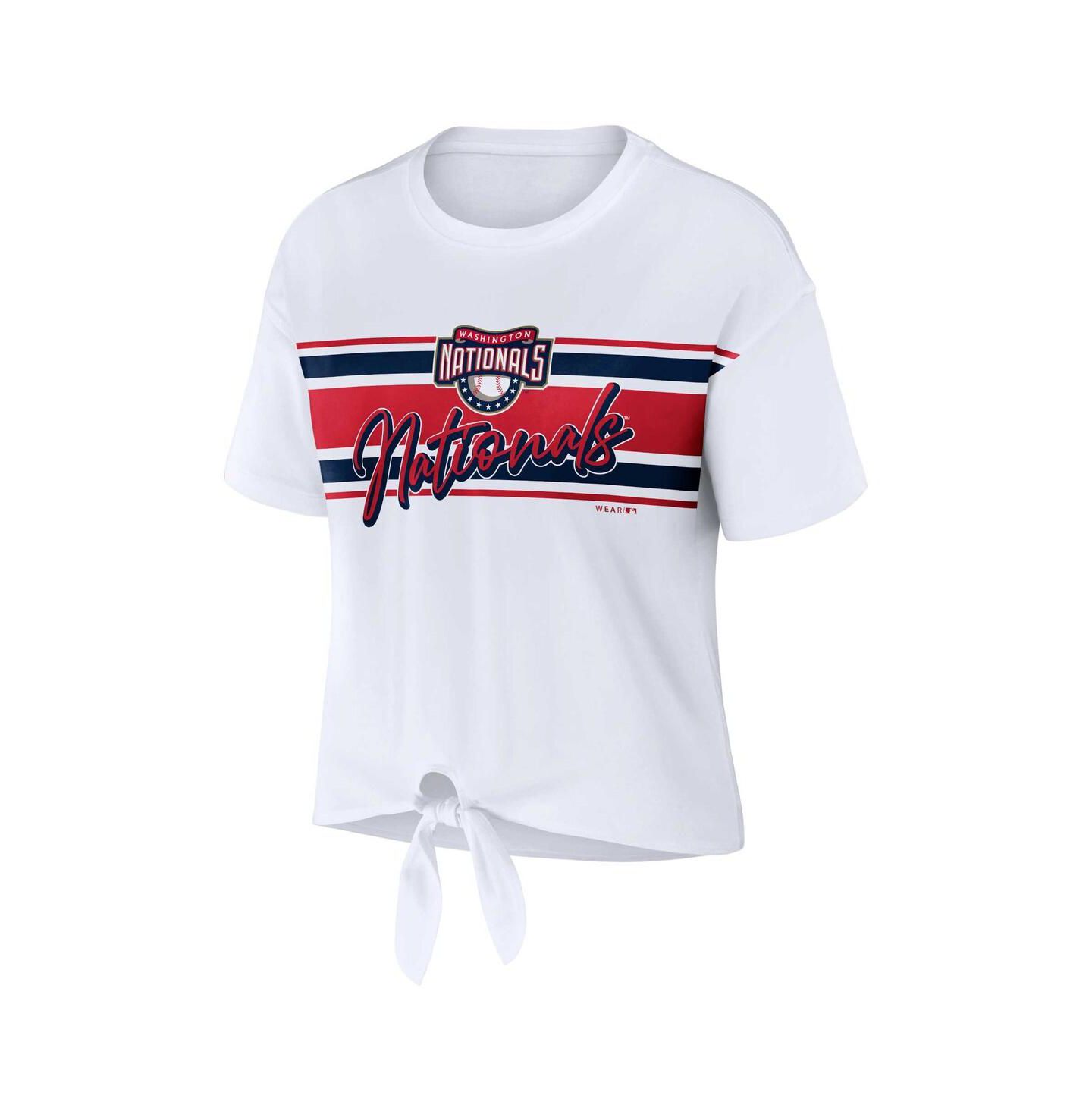 Женская футболка WEAR by Erin Andrews White Washington Nationals Front Tie — фото 3