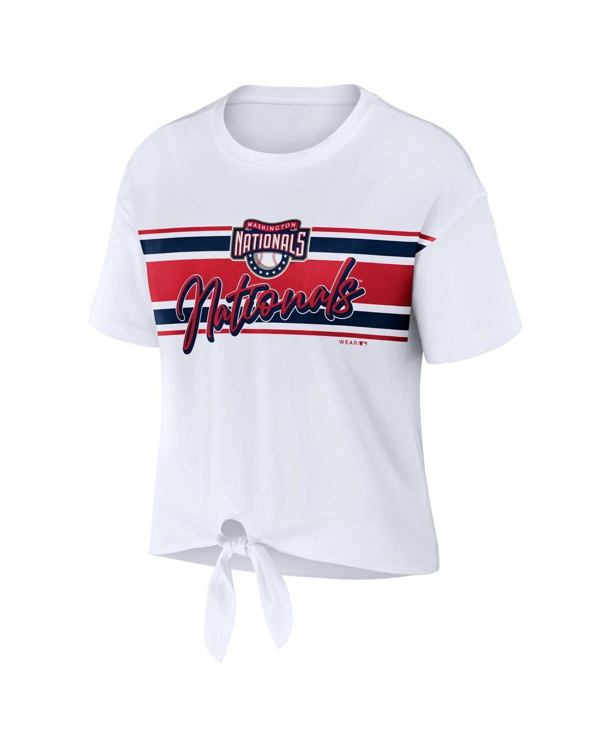 Wear By Erin Andrews White Washington Nationals Front Tie T-shirt In White