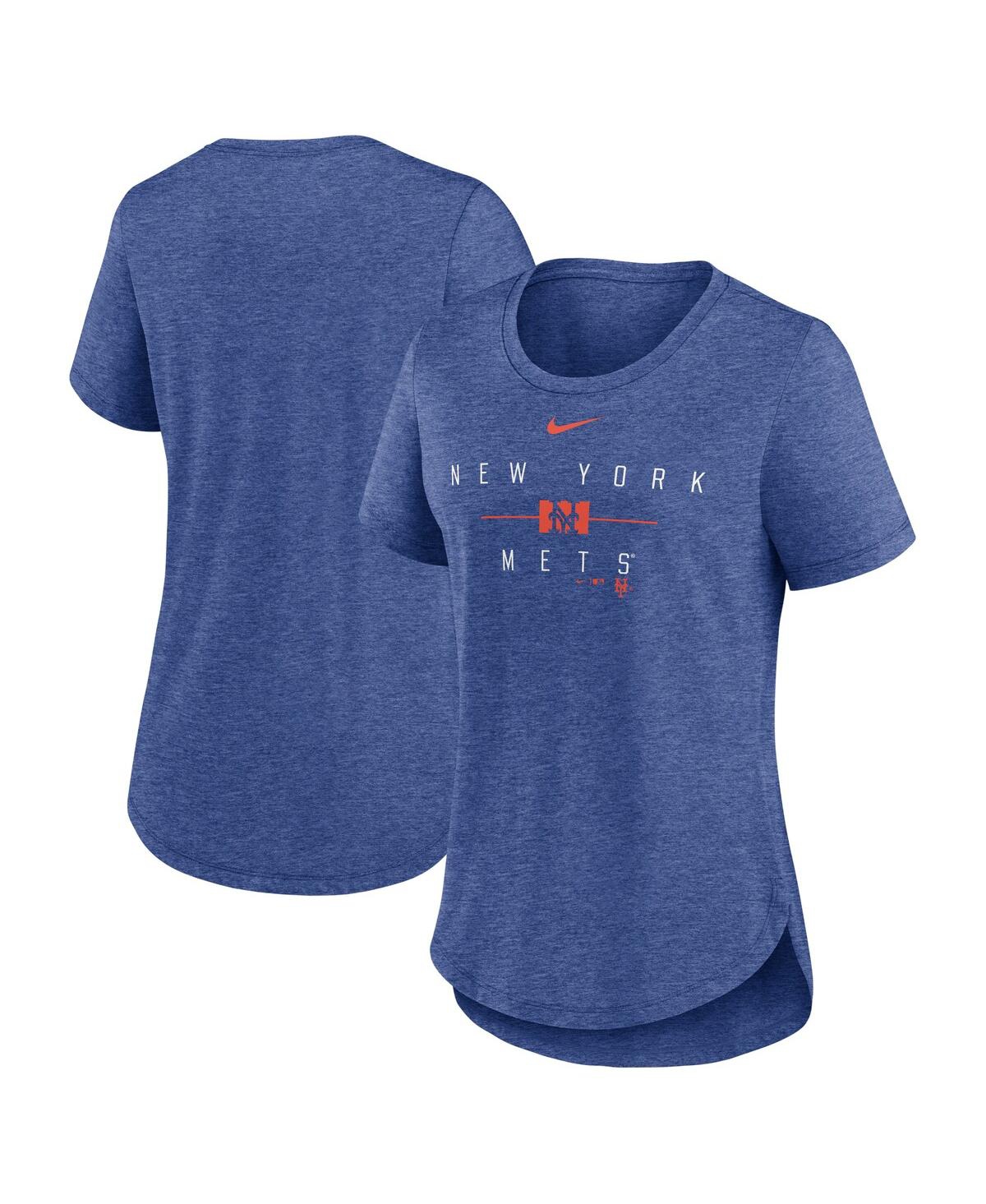 Shop Nike Women's  Heather Royal New York Mets Knockout Team Stack Tri-blend T-shirt