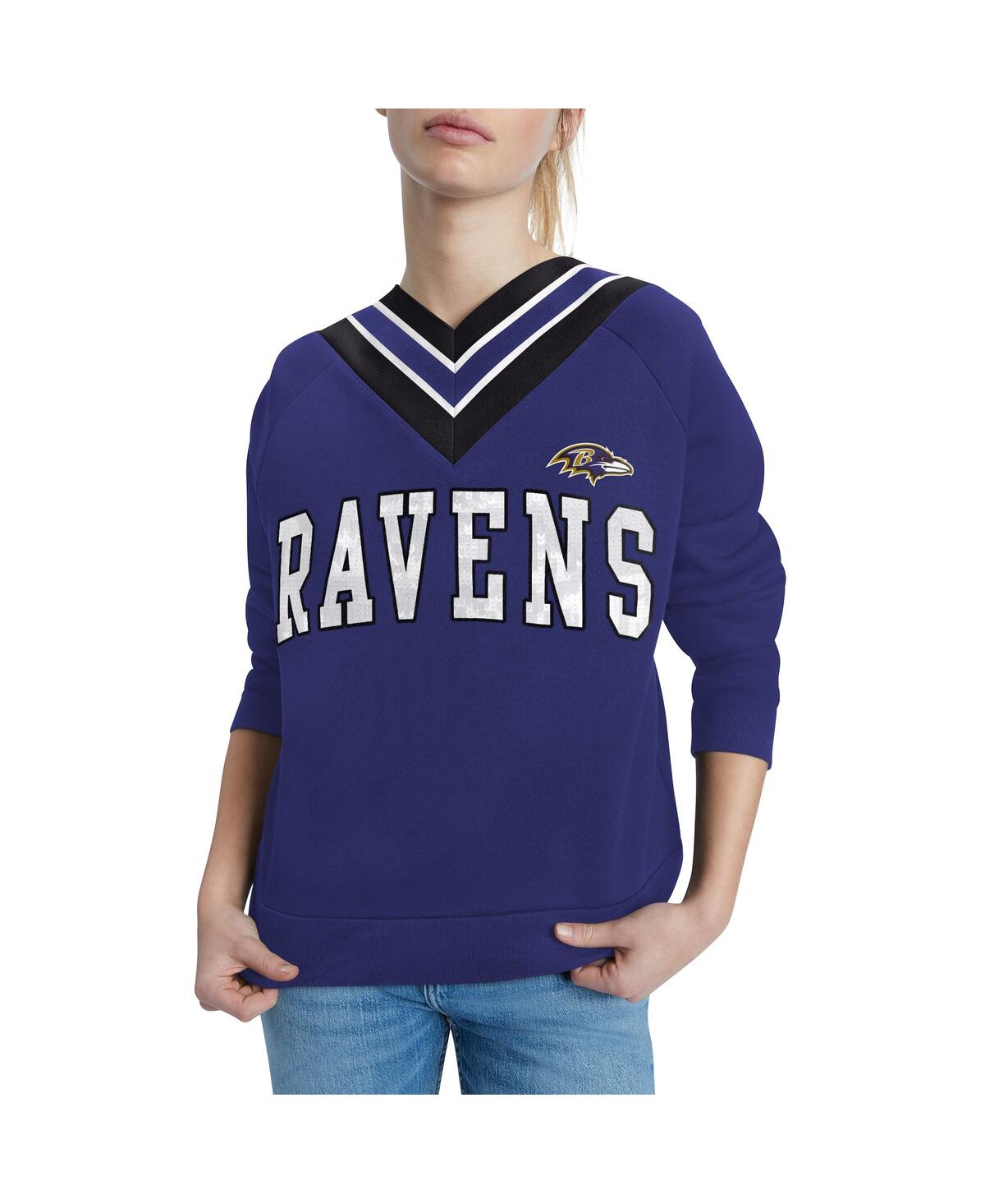 Shop Tommy Hilfiger Women's  Purple Baltimore Ravens Heidi V-neck Pullover Sweatshirt