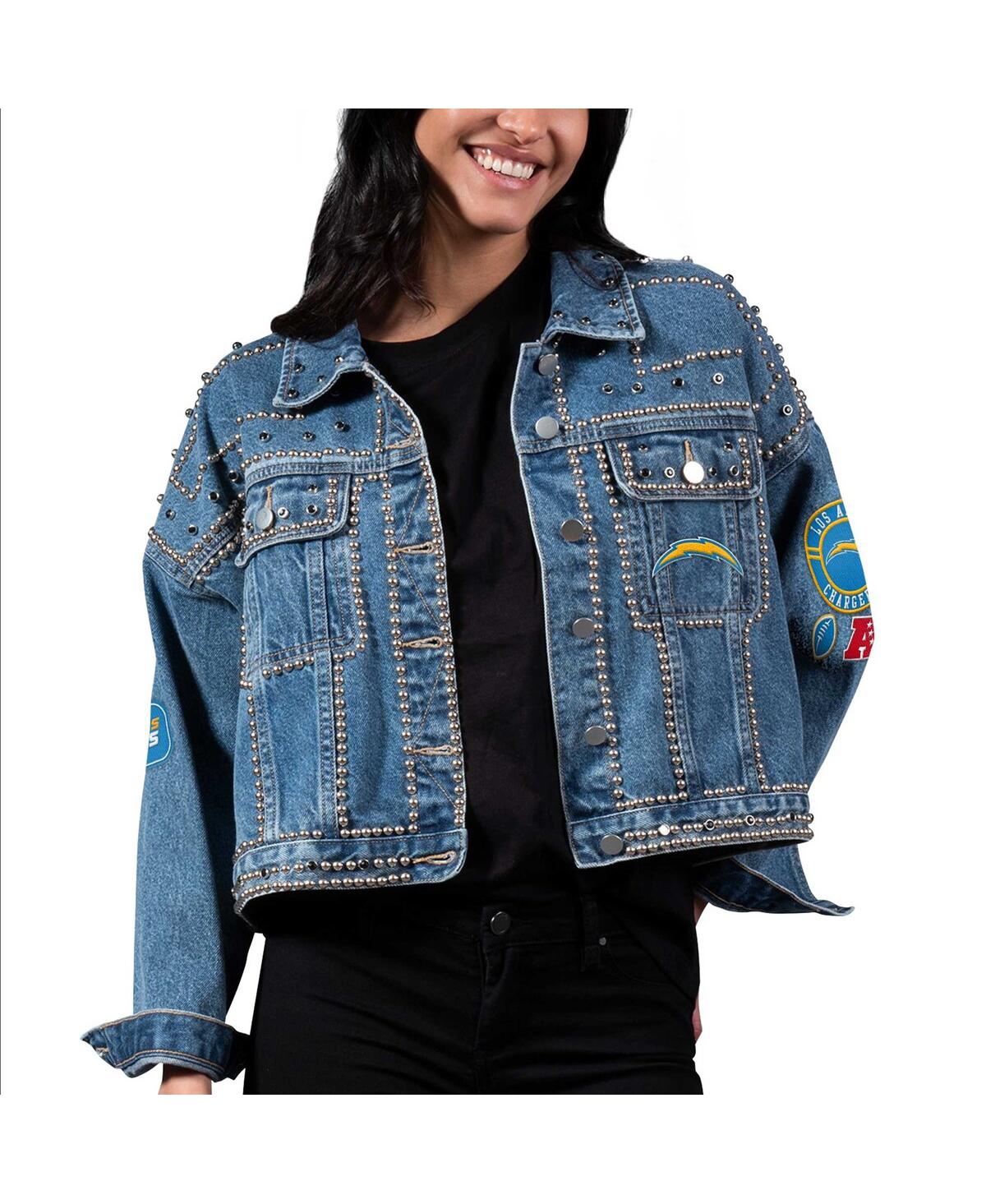 G-iii 4her By Carl Banks Women's  Los Angeles Chargers First Finish Medium Denim Full-button Jacket In Blue