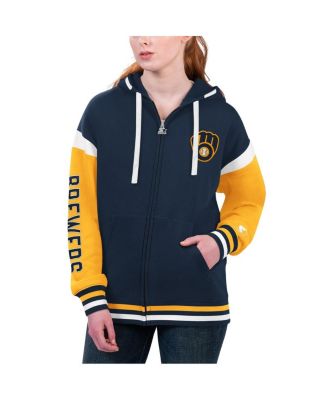 Women's Navy Milwaukee Brewers Homestretch Full-Zip Hoodie