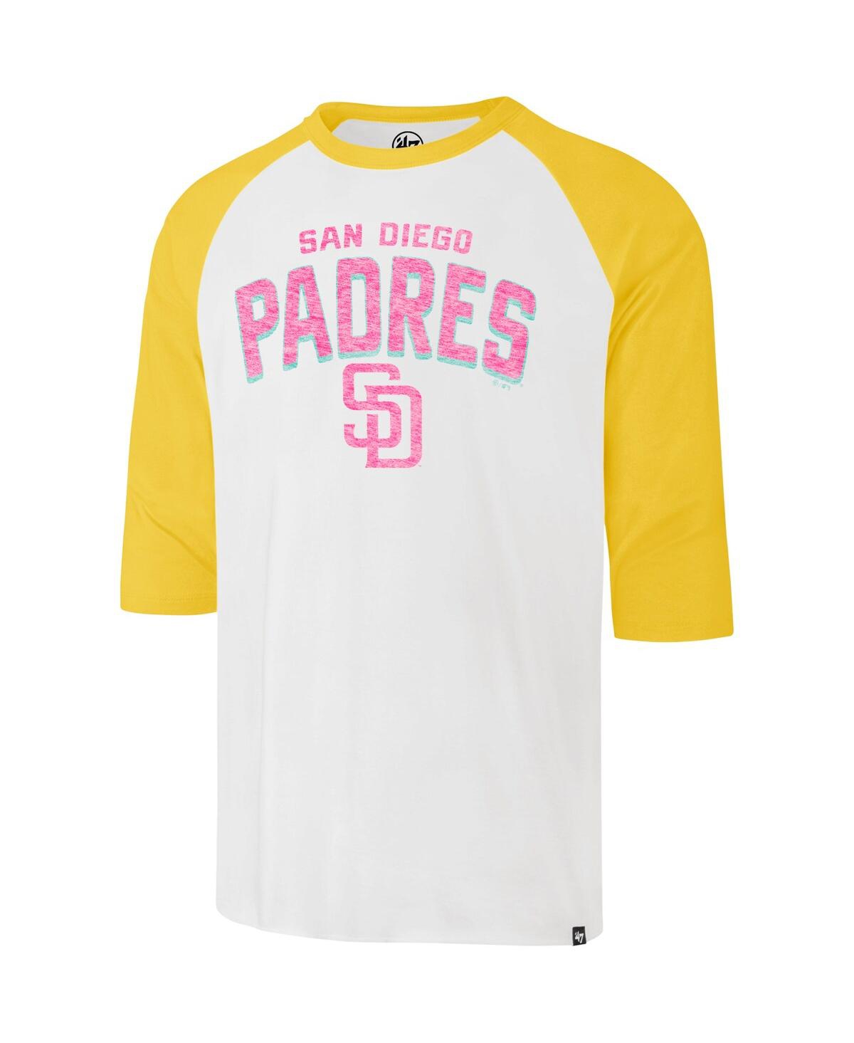 Men's '47 BrandDistressed San Diego Padres City Connect Crescent Franklin Raglan Three-Quarter Sleeve T-shirt - Cream