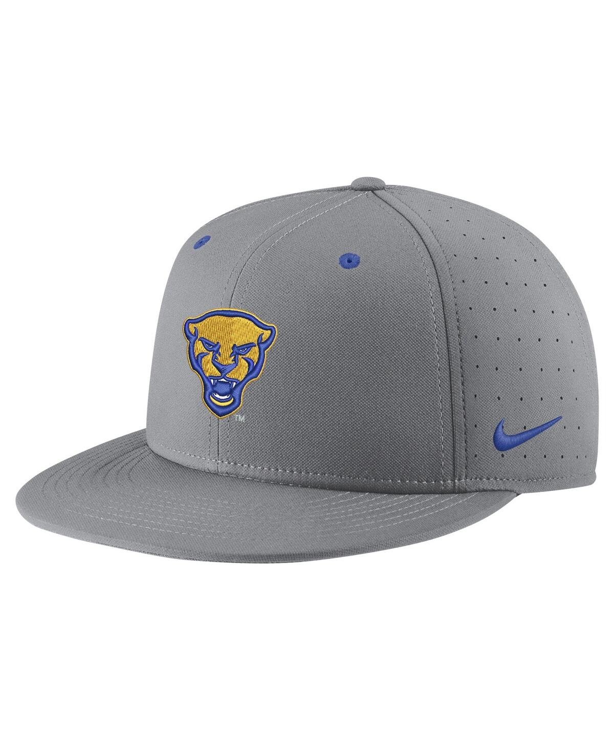 Shop Nike Men's  Gray Pitt Panthers Usa Side Patch True Aerobill Performance Fitted Hat