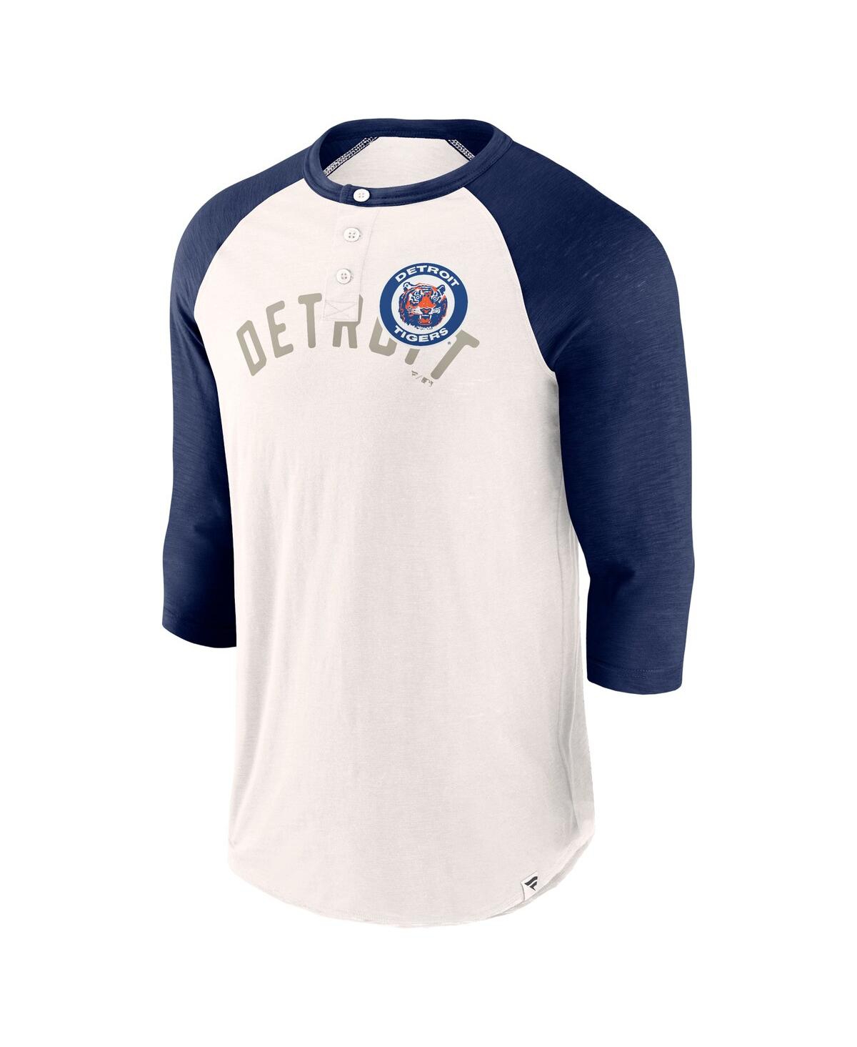 Shop Fanatics Men's  White, Navy Detroit Tigers Backdoor Slider Raglan 3/4-sleeve T-shirt In White,navy