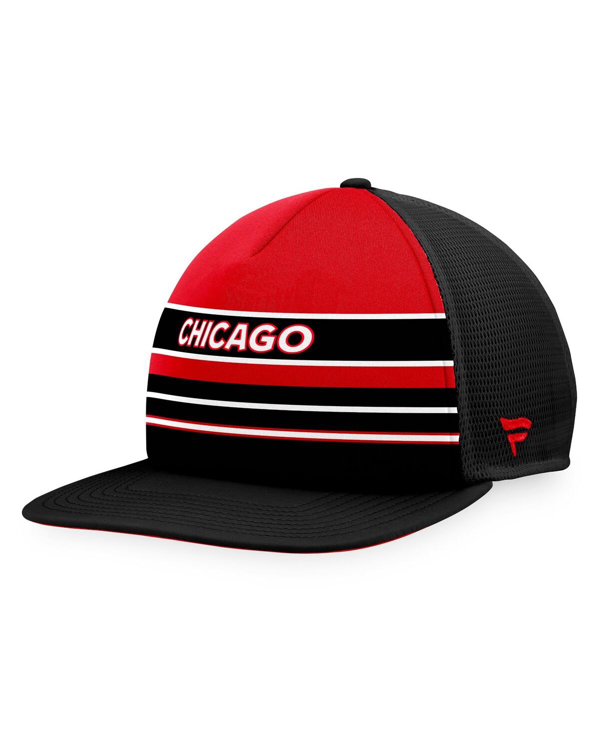 Fanatics Men's  Red, Black Chicago Blackhawks Special Edition 2.0 Trucker Snapback Adjustable Hat In Red,black