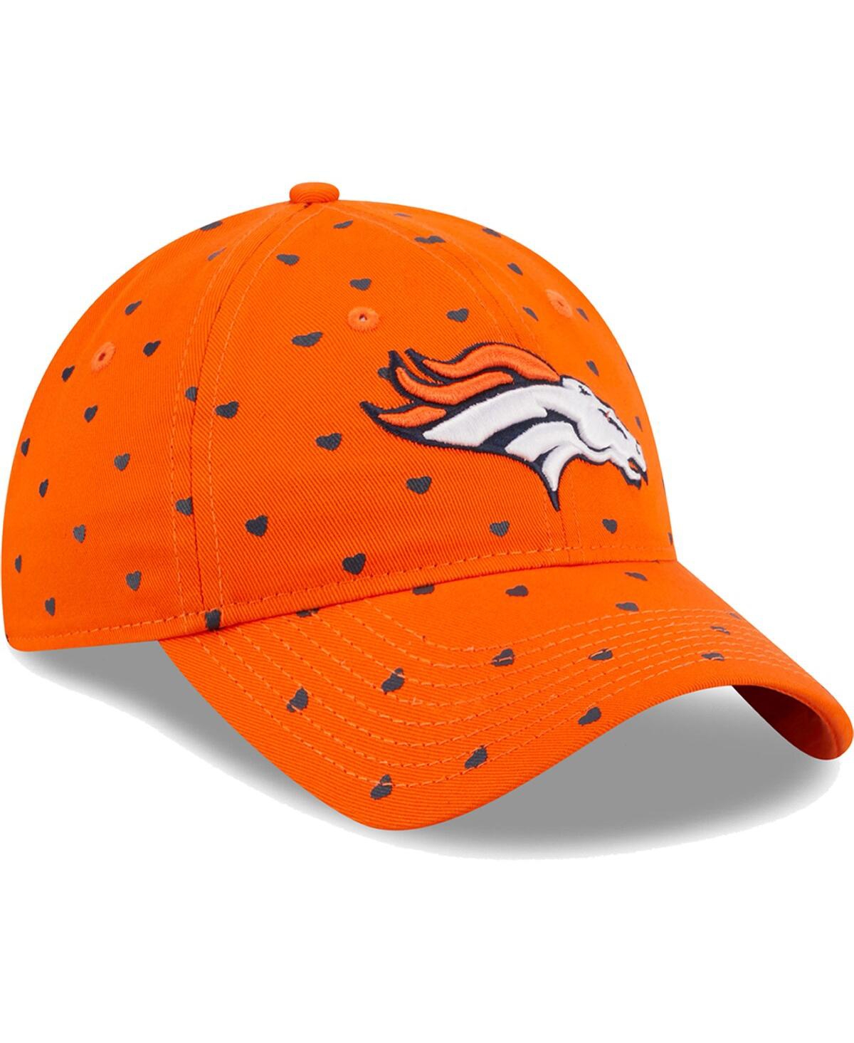 Shop New Era Girls Youth  Orange Denver Broncos Hearts 9twenty Adjustable Hat