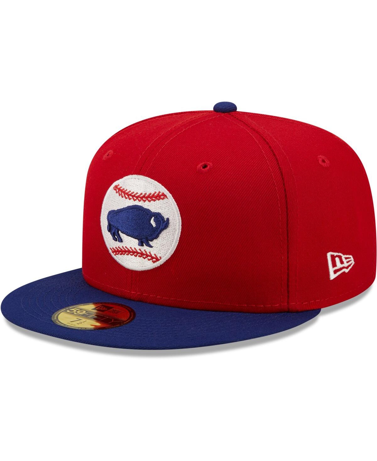 Shop New Era Men's  Red Buffalo Bisons Authentic Collection 59fifty Fitted Hat