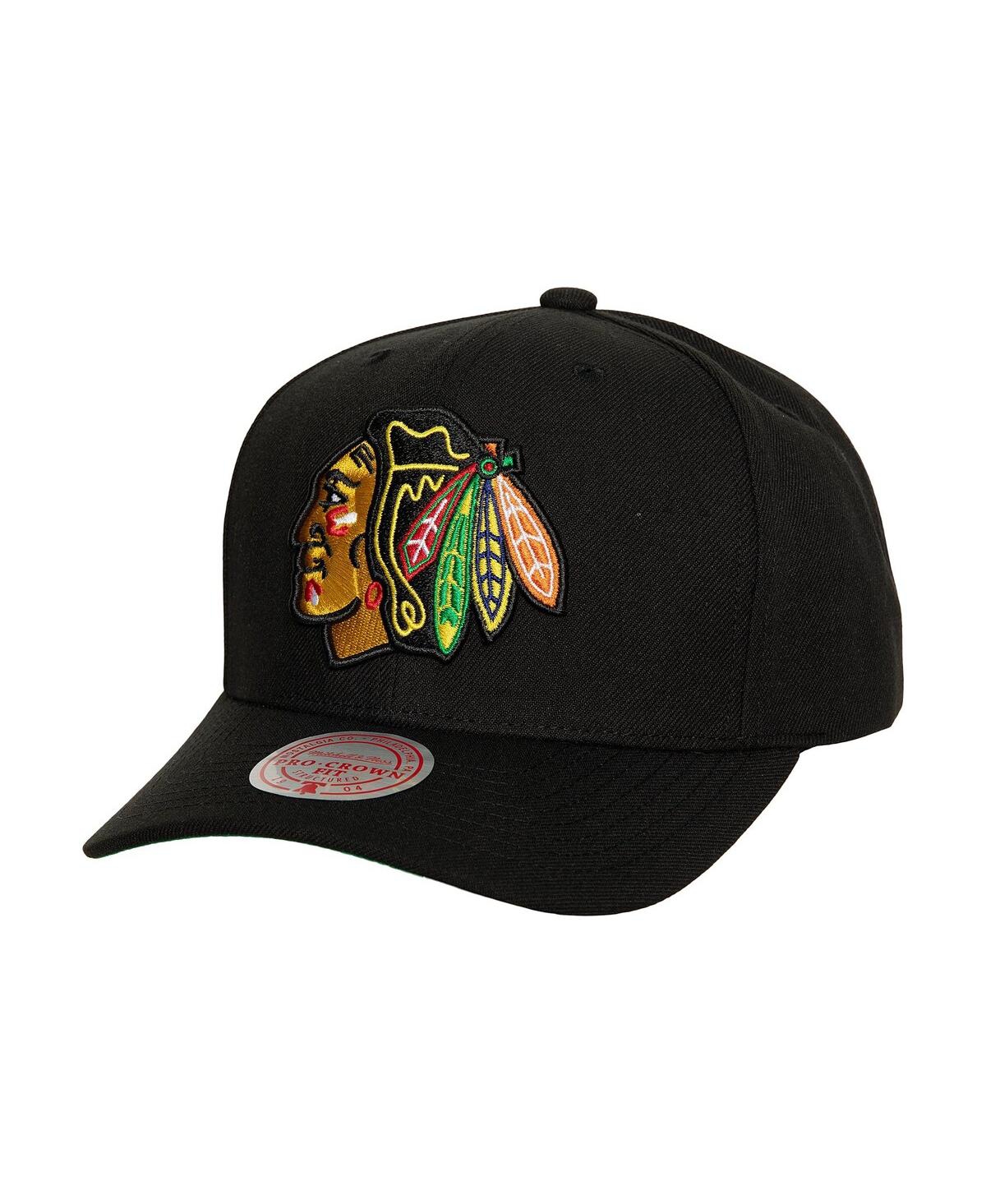 Shop Mitchell & Ness Men's  Black Chicago Blackhawks Team Ground Pro Adjustable Hat