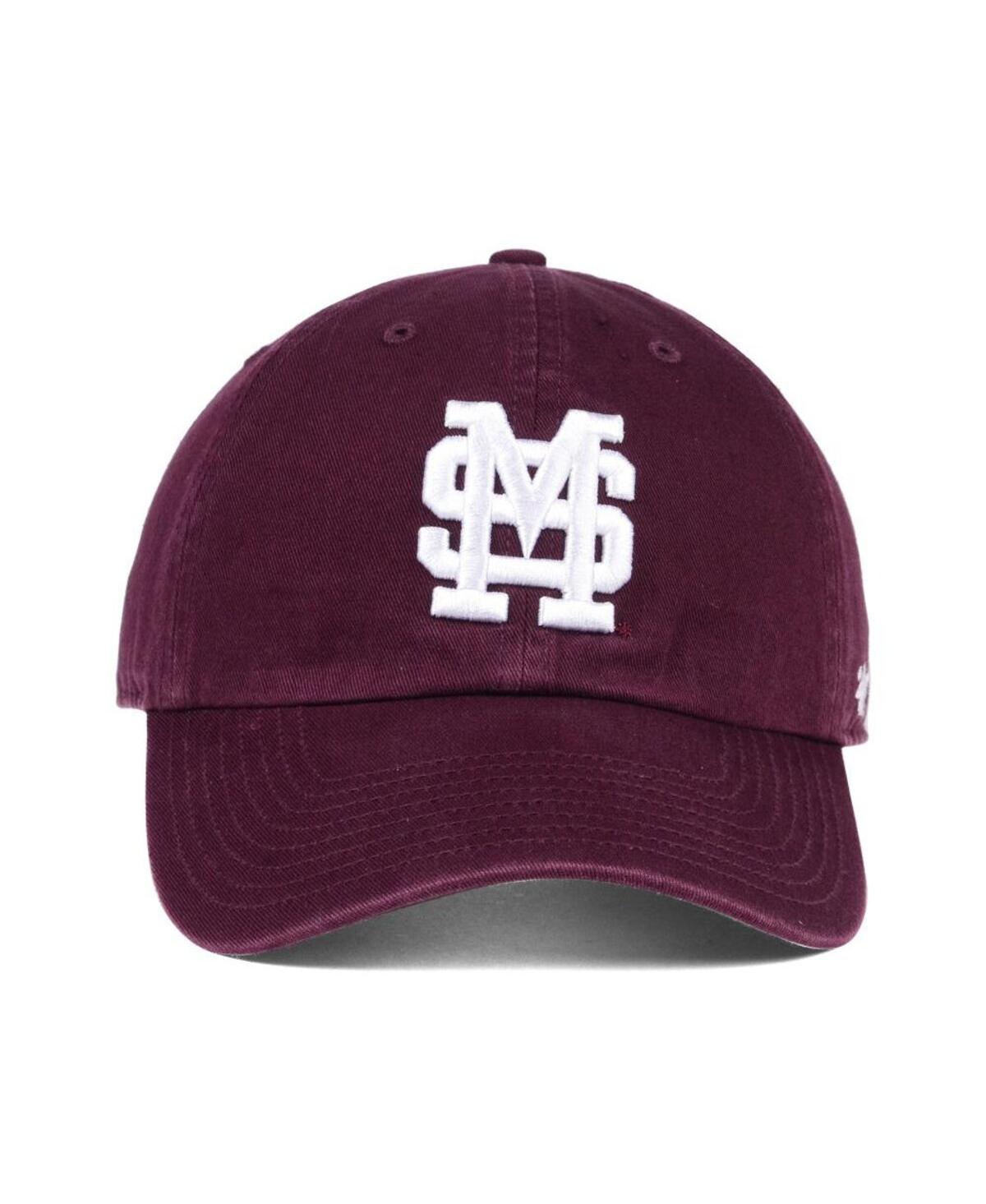 Men's '47 BrandDistressed Mississippi State Bulldogs Vintage-Like Clean Up Adjustable Hat - Maroon