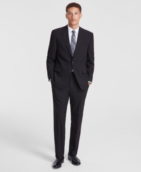 Мужские комплекты Perry Ellis Portfolio Modern-Fit Solid 2-Piece Suit, цвет: Чёрный