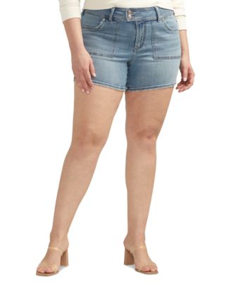 Silver Jeans Plus Size Suki High-Rise Curvy-Fit Shorts Macy's