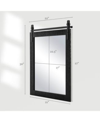 30''x22'' Wall Mount Mirror Decor Vanity Mirror Wood Frame Barn Door Style