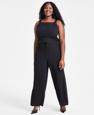 Trendy Plus Size Sleeveless Square Neck Tank Pull On Wide Leg Pants Created For Macys