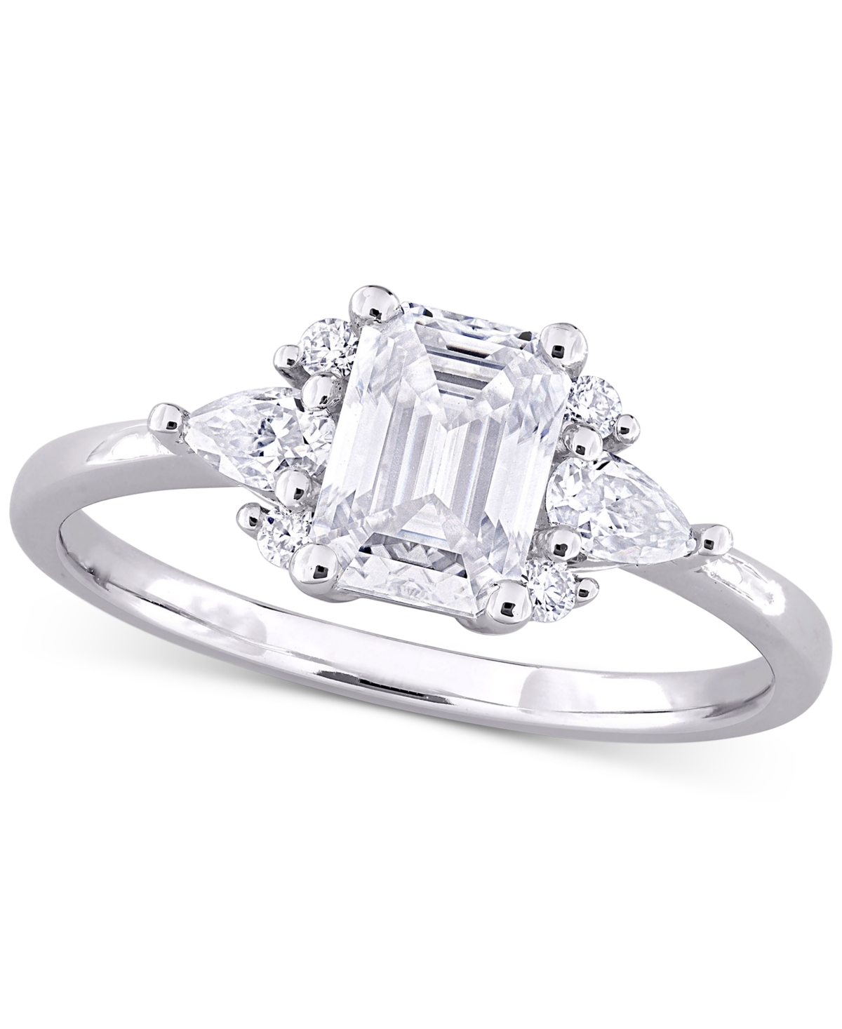 Macy's Moissanite (1-3/8 Ct. T.w.) Octagon-cut Cluster Engagement Ring In Sterling Silver