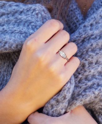 Moissanite (1-1/3 ct. t.w.) Three Stone Ring in Sterling Silver