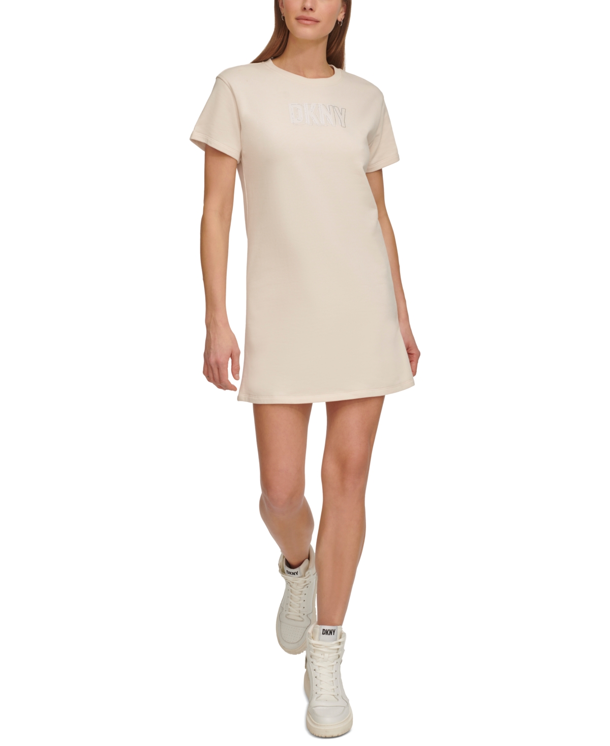 Dkny Women's Short-Sleeve Long Logo T-Shirt Dress