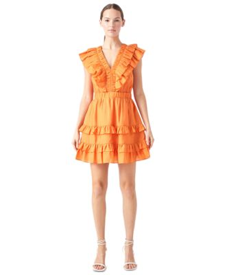 endless rose - Women's V-Neck Ruffle-Trim Mini Dress