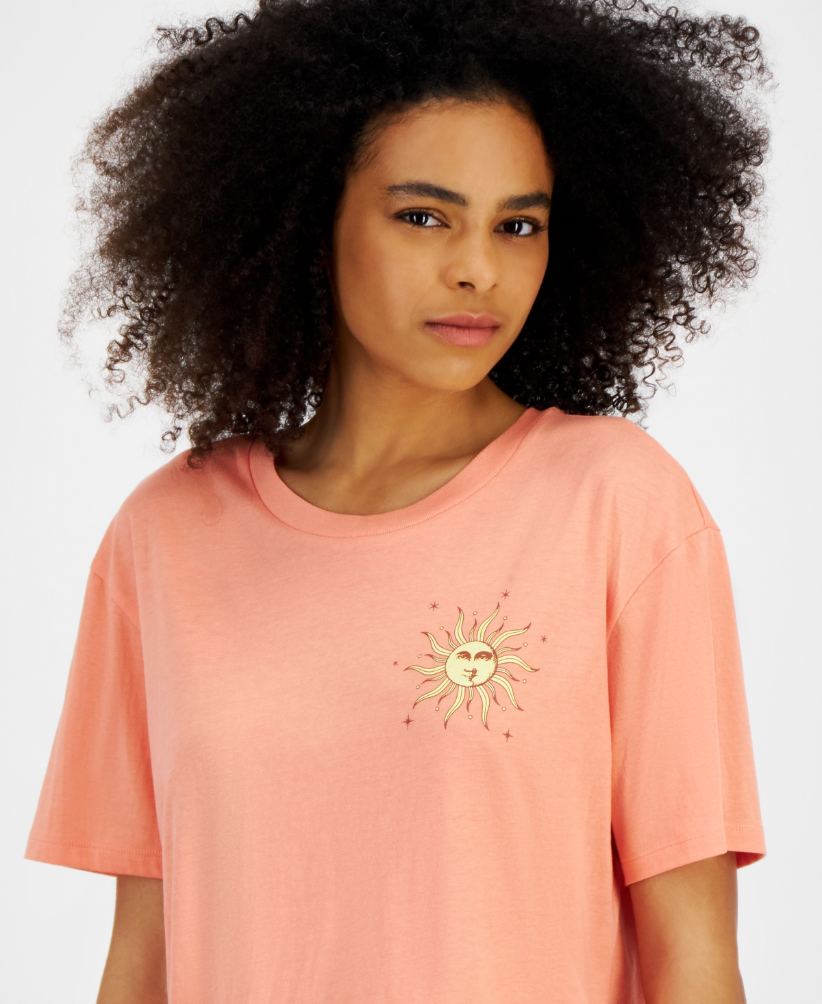 Rebellious One Juniors' Sunshine Flower Graphic Crewneck T-Shirt