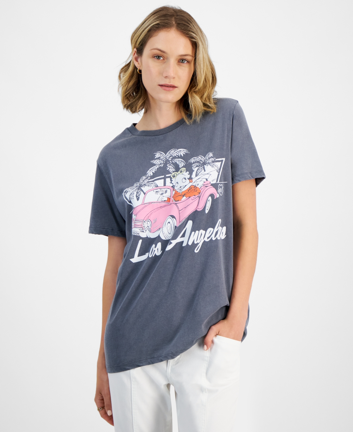 Juniors' Betty Boop Graphic T-Shirt - Gray