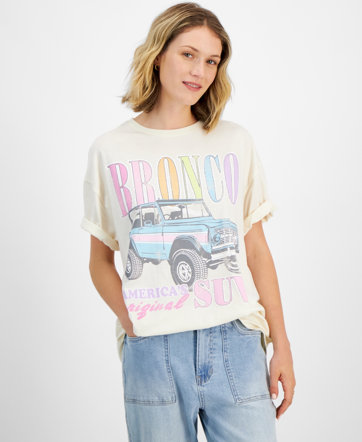 Shop Grayson Threads, The Label Juniors' Ford Bronco Graphic T-shirt In Offwhite