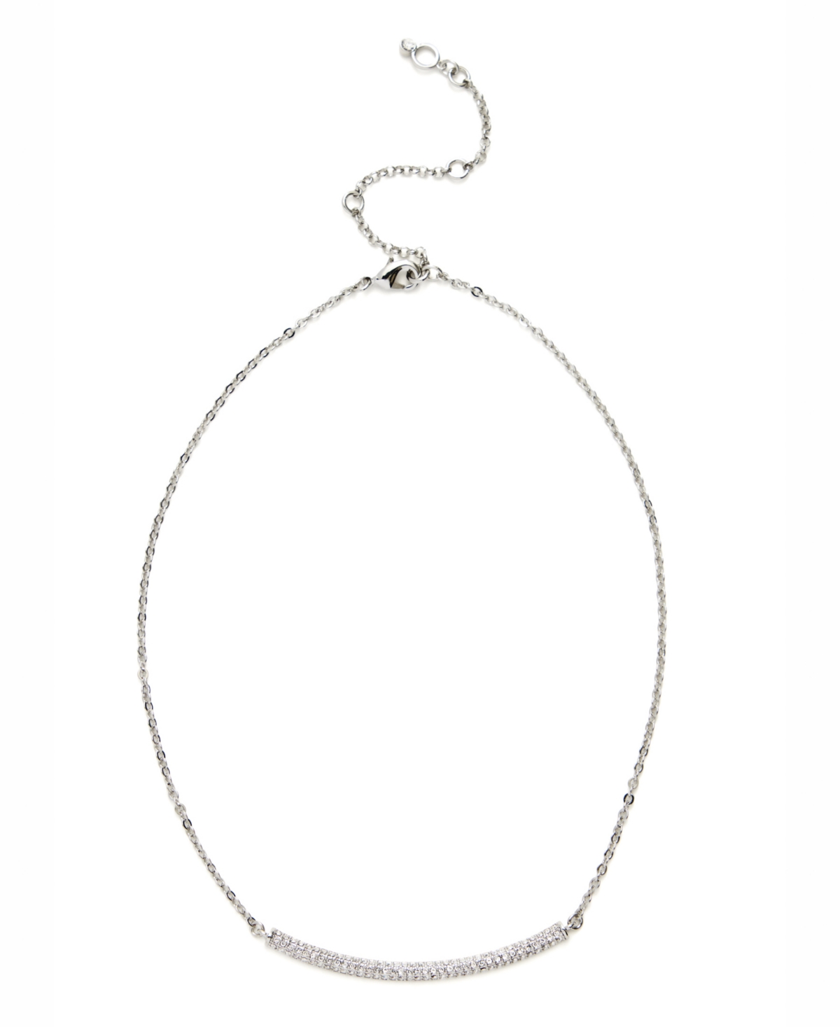 Faux Stone Pave Bar Delicate Necklace - Crystal, Rhodium