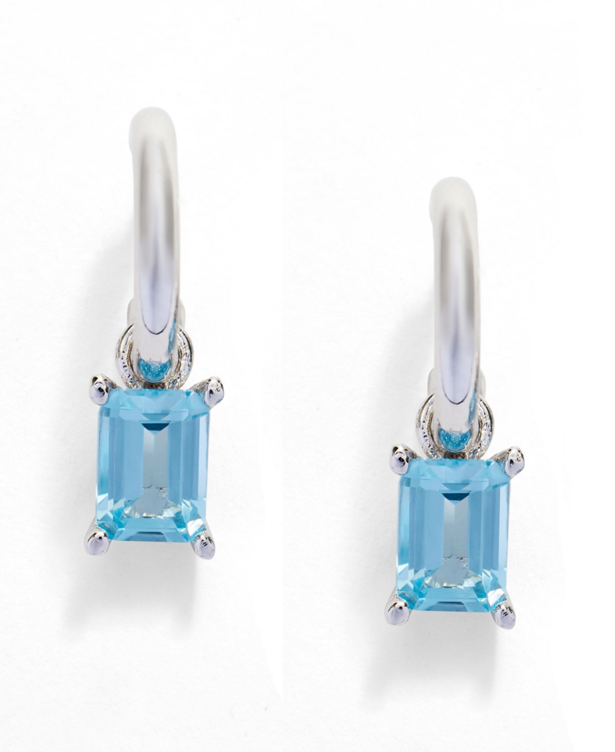 Kleinfeld Cubic Zirconia Dangling Huggie Hoop Earrings In Aqua,rhodium